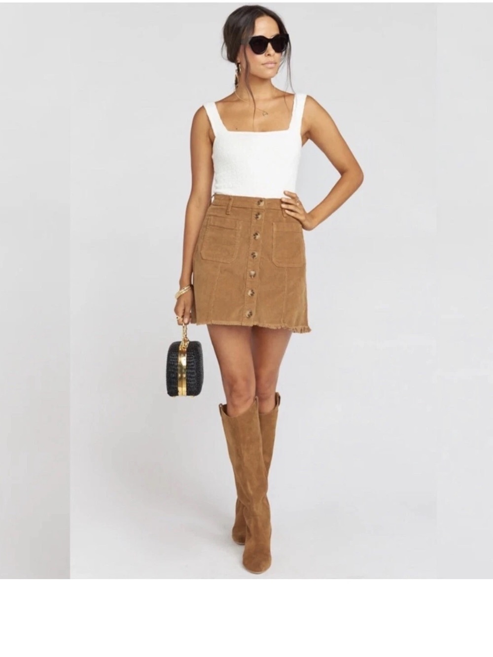 Show Me Your Mumu Boho Corduroy Skirt in Caramel XL